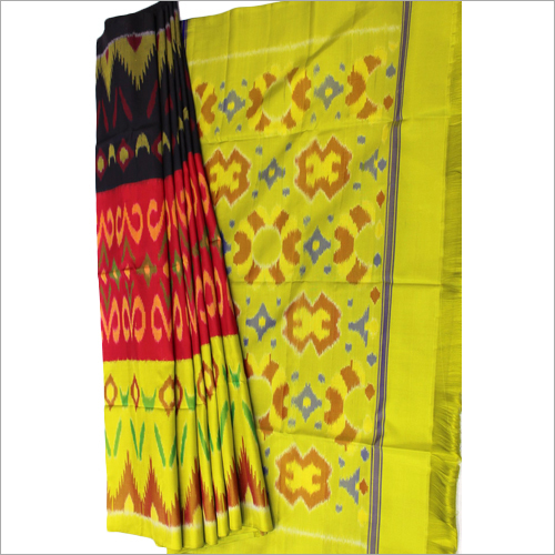 Black Orange Green Pochampalli Soft Silk