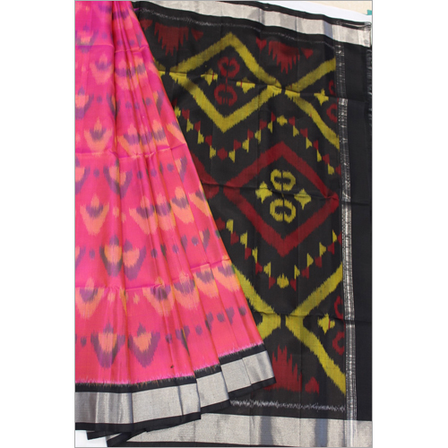 Pink Black Pochampalli Soft Silk