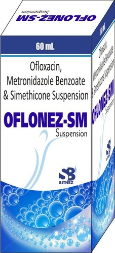 Ofloxacin 50 mg and metronidazole 120 mg and simethicone 10 mg